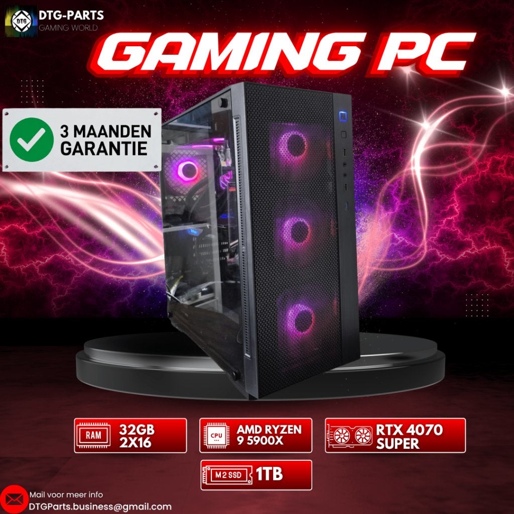 Gaming PC // RTX 4070 Super & AMD 9 5900X & 32GB, Computers en Software, Desktop Pc's, Ophalen, 7604 HM, 32 GB, DTGParts.Business@gmail.com