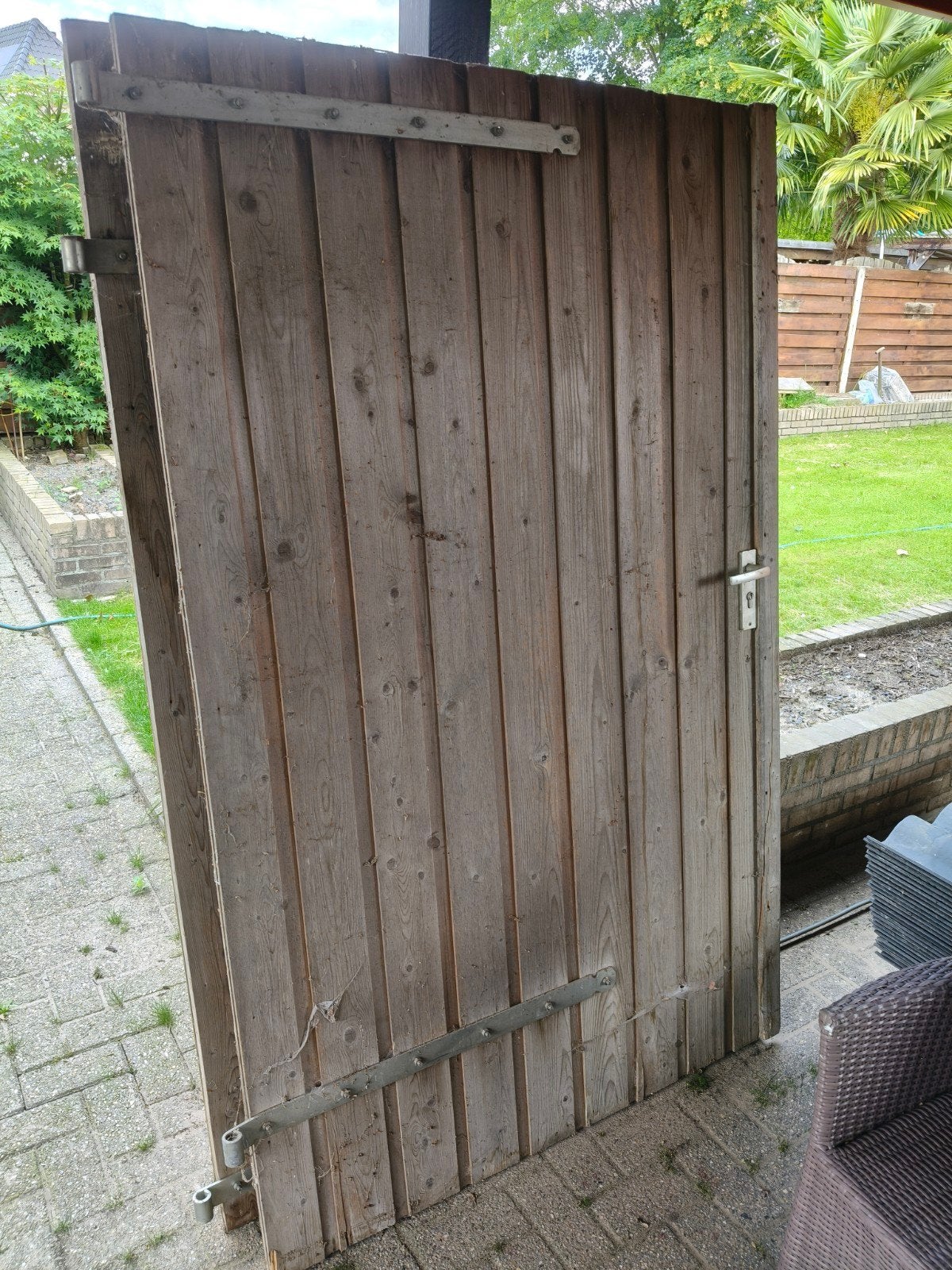 Houten tuinpoort / tuindeur, Tuin en Terras, Tuinpoorten, Ophalen, Gebruikt