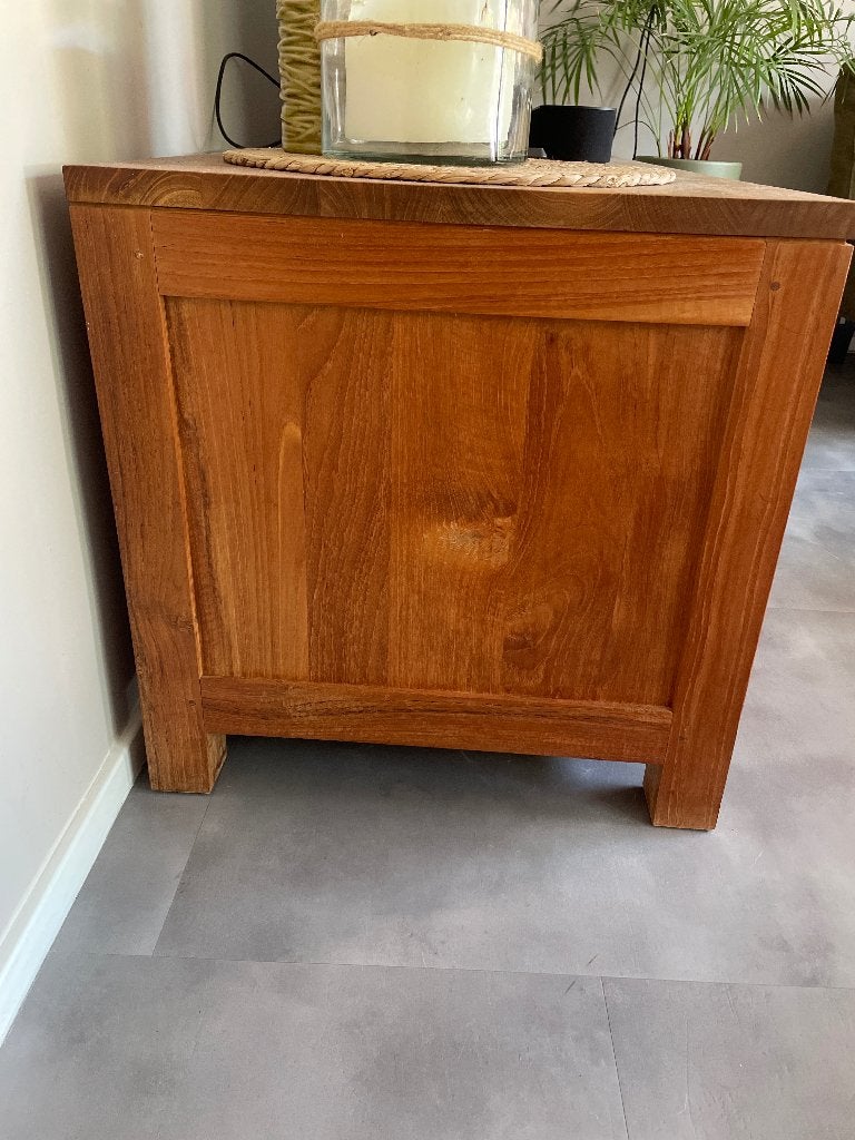 Teak houten Tvkast, Ophalen, 150 tot 200 cm, Teakhout, Zo goed als nieuw