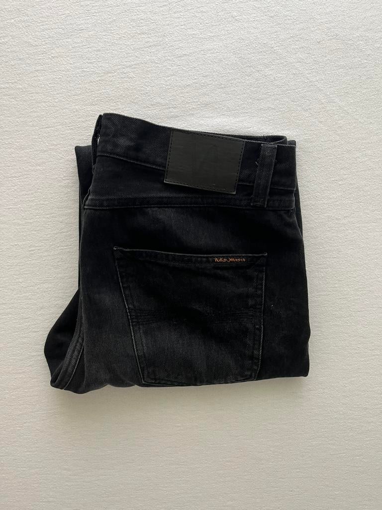 Straight Fit Nudie Jeans, 100% Katoen | Zwart, W32 L32, Kleding | Dames, Ophalen of Verzenden, Zo goed als nieuw, Zwart, W30 - W32 (confectie 38/40)
