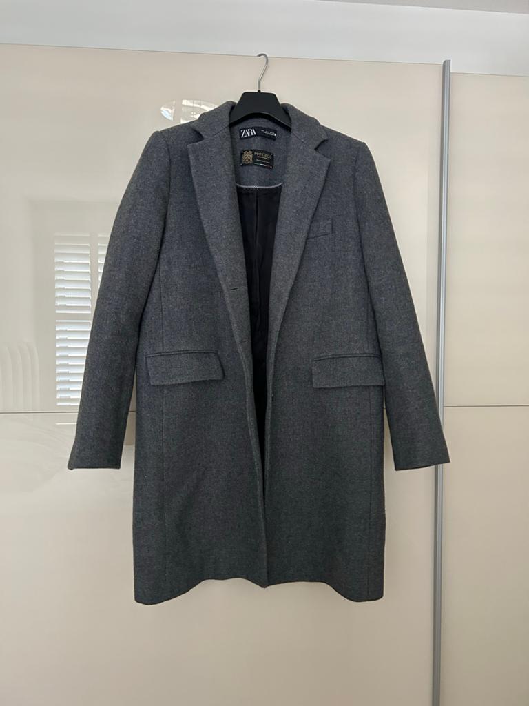 Zara Grijze Wollen Jas - Maat M, Kleding | Dames, Ophalen of Verzenden, Zo goed als nieuw