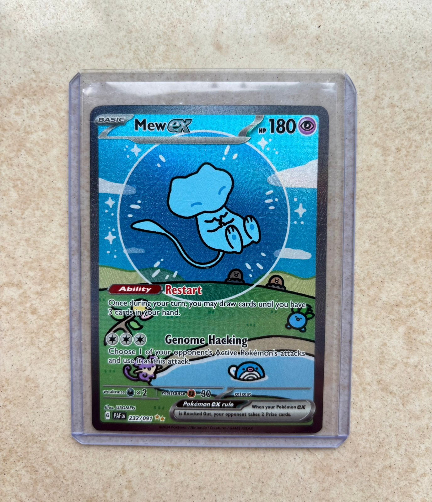 Mew EX Pokémon Kaart - Full Art (232/091) Top Kaart‼️, Ophalen of Verzenden, Zo goed als nieuw, Losse kaart