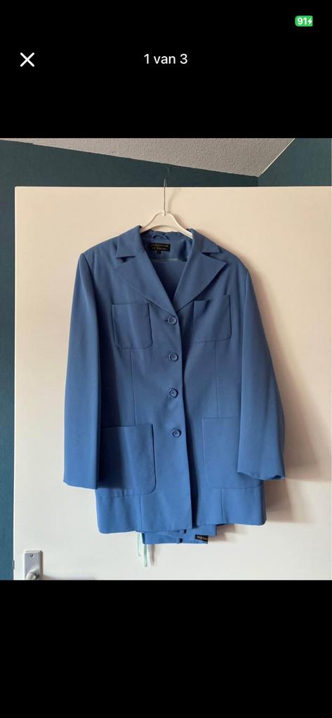 Mantelpakje blauw merk: Jacqueline de Young maat L, Kostuum of Pak, Blauw, Maat 42/44 (L), Ophalen of Verzenden