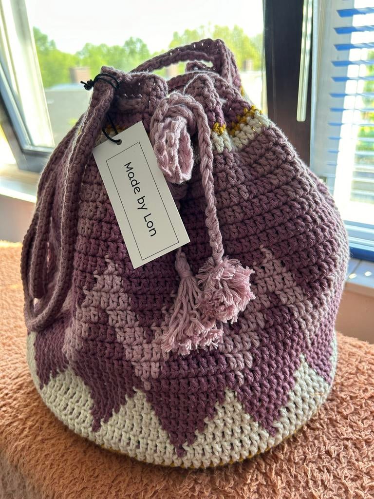 Unieke handgemaakte gehaakte tas - Made by Lon, Sieraden, Tassen en Uiterlijk, Tassen | Damestassen, Ophalen of Verzenden, Nieuw