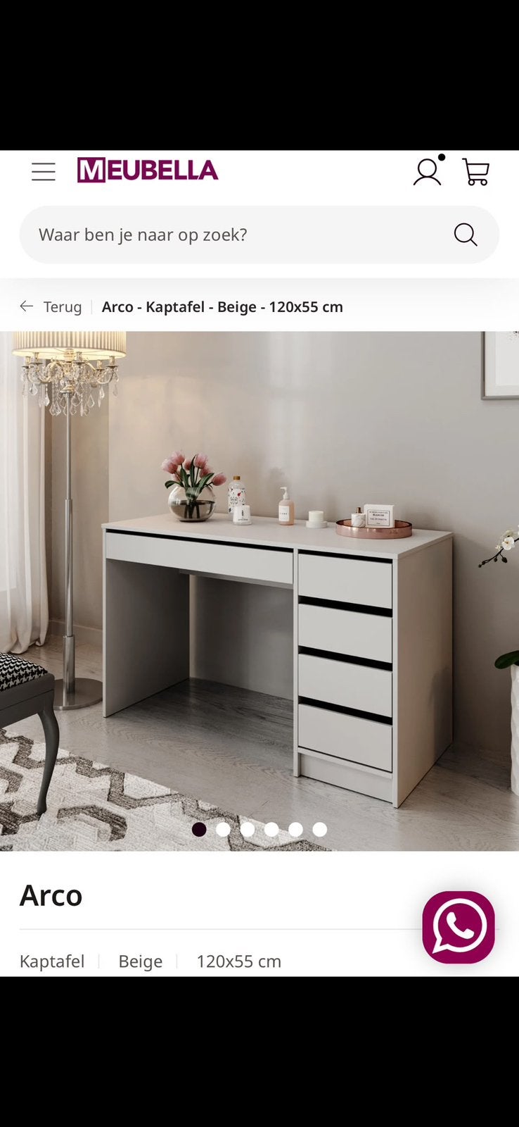 Kaptafel 120x55 cm beige, Ophalen, Minder dan 100 cm