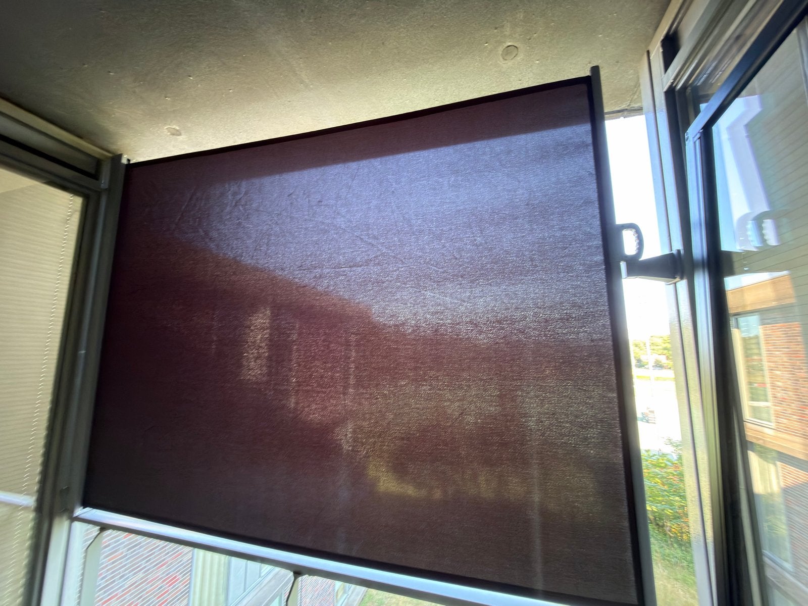 zonnescherm / Balkonrolgordijn (zwart) 170CM X 300CM, Ophalen, Gebruikt, Bruin, Verduisterend