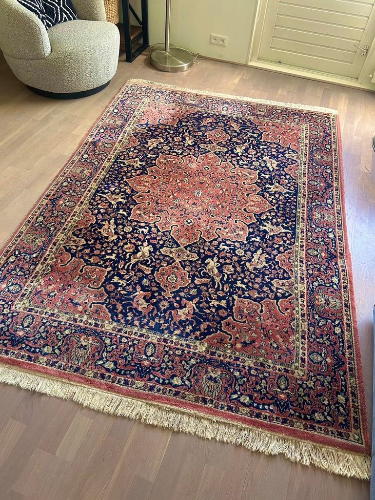 Vintage Hamadir Tapijt, Ophalen, Gebruikt, Blauw, 150 tot 200 cm