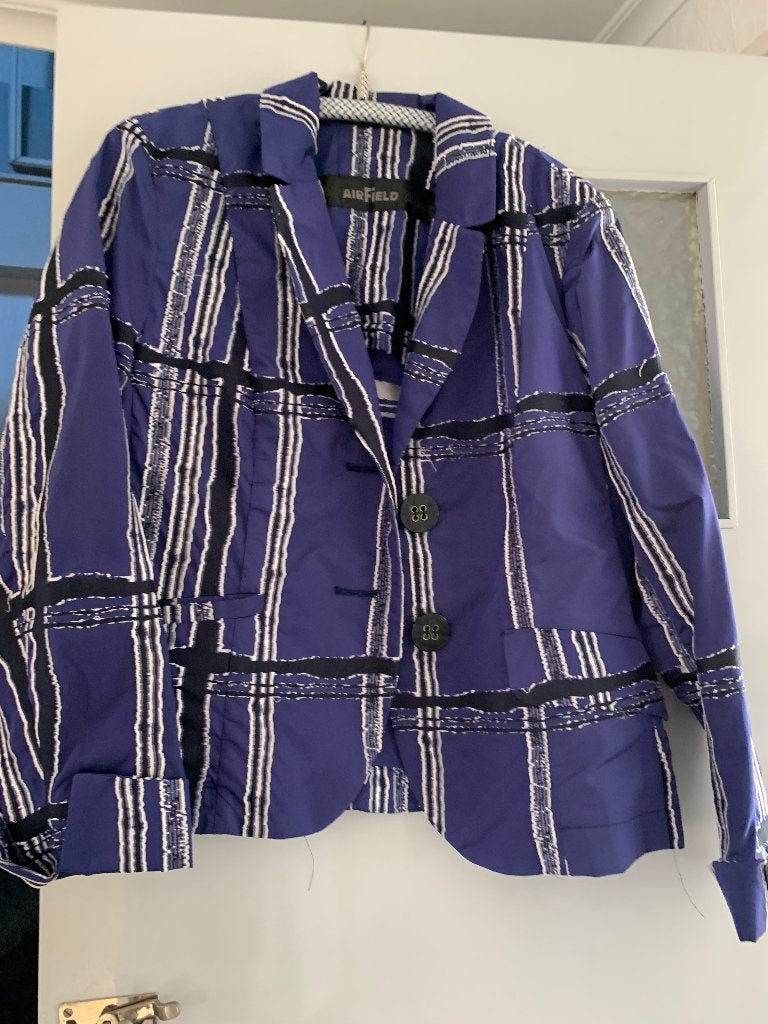 Airfield Blazer - Blauw met wit/zwart patroon, Maat 38/40 (M), Zo goed als nieuw, Airfield, Verzenden