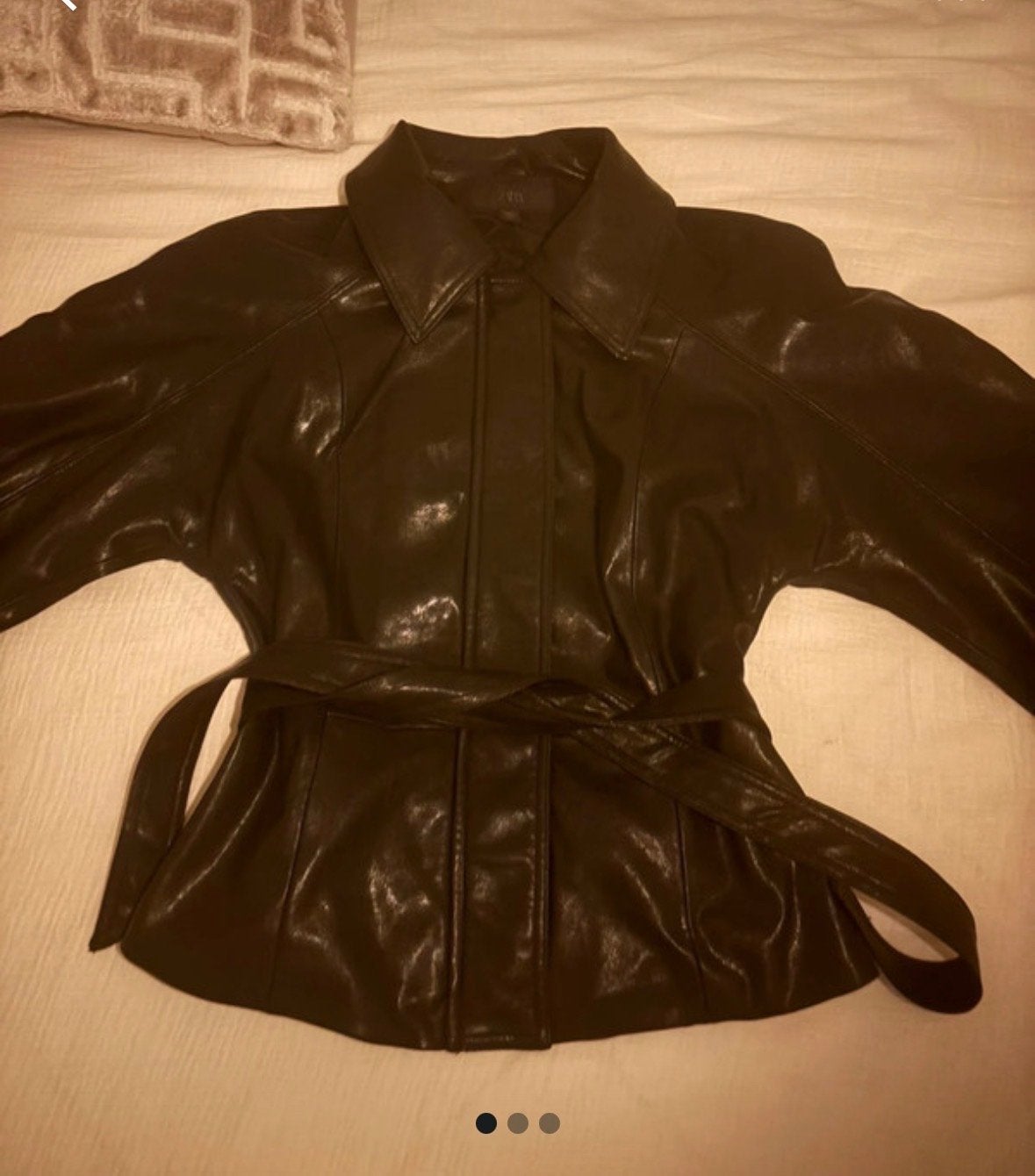 Zara leren jas met ceintuur - Maat M, Kleding | Dames, Ophalen of Verzenden, Zo goed als nieuw, Maat 38/40 (M), Zwart