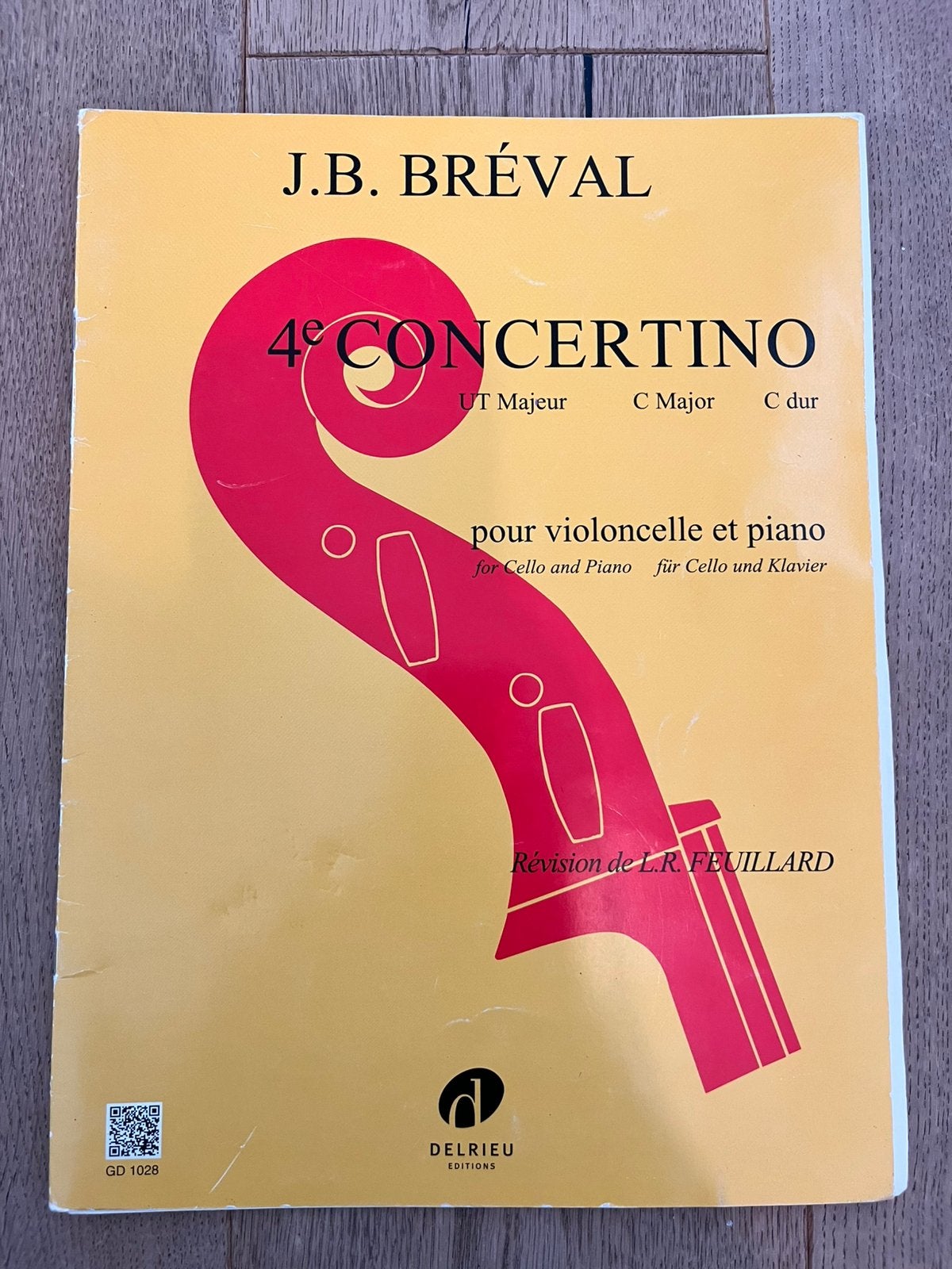4de concertino voor cello en piano J.B. Bréval, Ophalen of Verzenden, Zo goed als nieuw