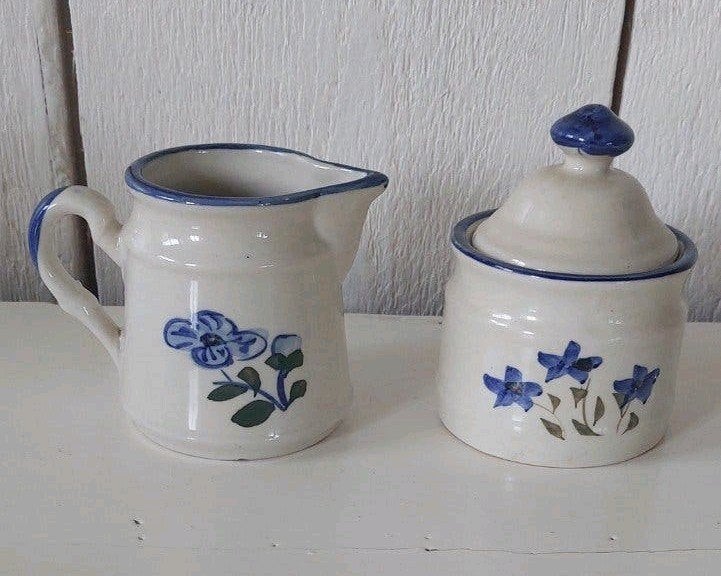 Vintage setje keramiek suikerpot en melkkannetje  brocante, Ophalen of Verzenden