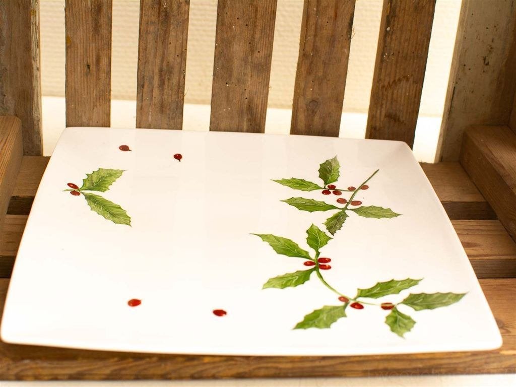 vierkante porseleinen kerstschaal 31722, Gebruikt, Ophalen of Verzenden, Bord(en), Wedgwood
