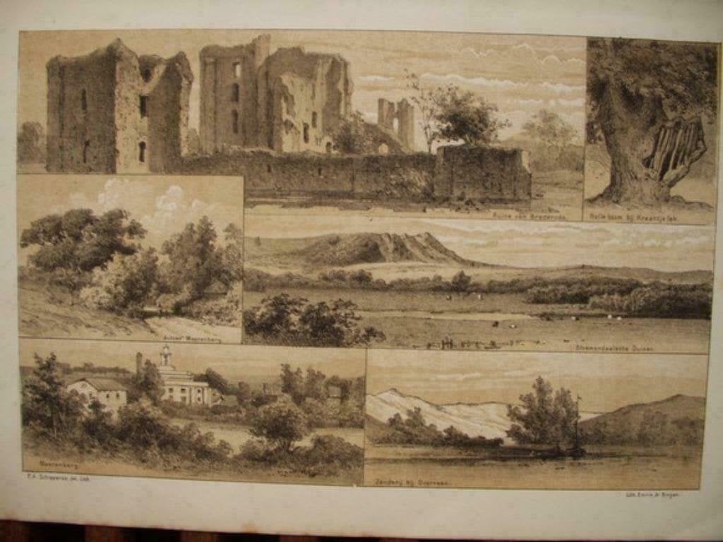 37 / Brederode / Overveen / Meerenberg / Litho 1876, Antiek en Kunst, Kunst | Litho's en Zeefdrukken, Ophalen of Verzenden