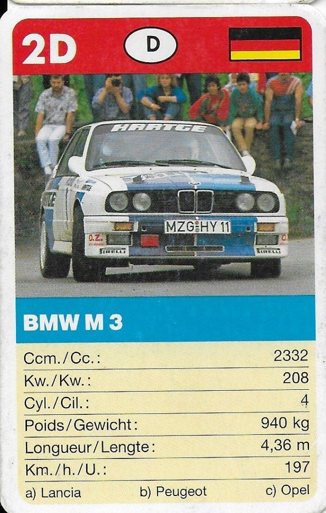 R87 autokaartje 2d bmw m 3, Ophalen of Verzenden, Zo goed als nieuw, Auto's