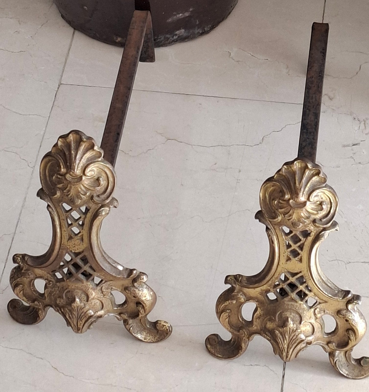 Sfeervolle antieke Vuurbokken / Haardbokken Louis XV, Ophalen of Verzenden