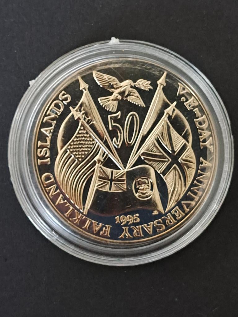 Falkland Islands 50 pence 1995, Ophalen of Verzenden, Zuid-Amerika, Losse munt, Zilver
