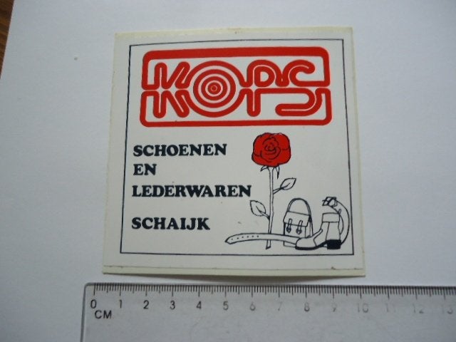 sticker oud KOPS Schoenen schaijk leer lederwaren roos, Verzenden, Zo goed als nieuw, Bedrijf of Vereniging