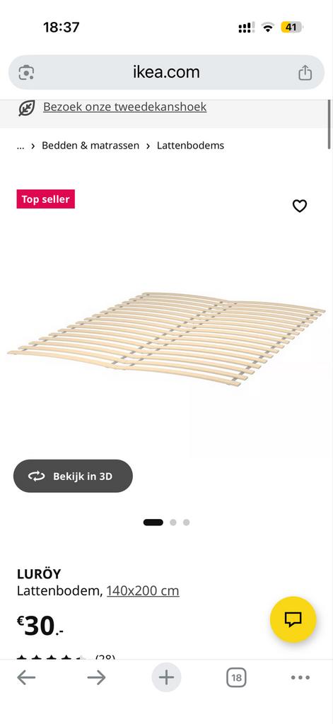 IKEA TARVA bed met matras - 140x200 cm, Ophalen, Gebruikt, Bruin, Tweepersoons