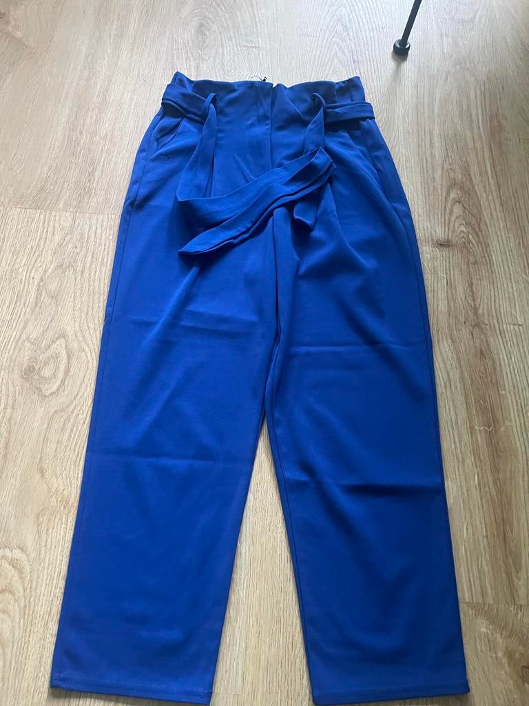 Kobaltblauwe broek met strikdetail - Maat 38/40 (M), Maat 38/40 (M), Blauw, Ophalen of Verzenden, Zo goed als nieuw