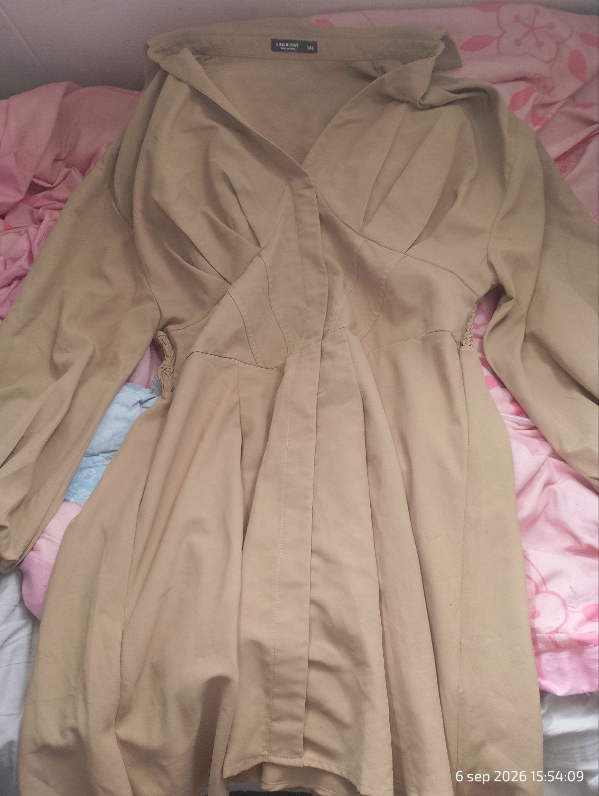 Shein Curve Jurk 1XL Beige, Beige, Maat 46/48 (XL) of groter, Ophalen of Verzenden, Shein Curve