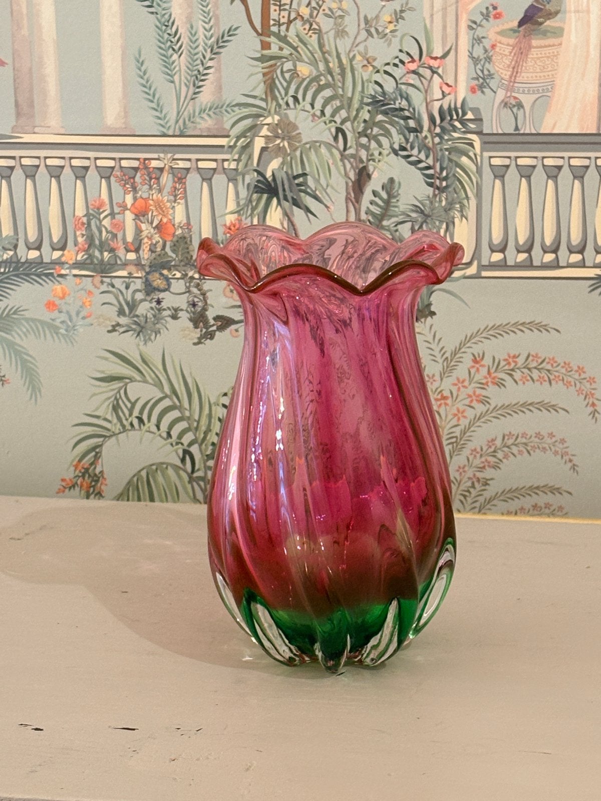 Vintage Murano Teleflora "Watermelon" Vaas - Perfecte Staat, Ophalen of Verzenden