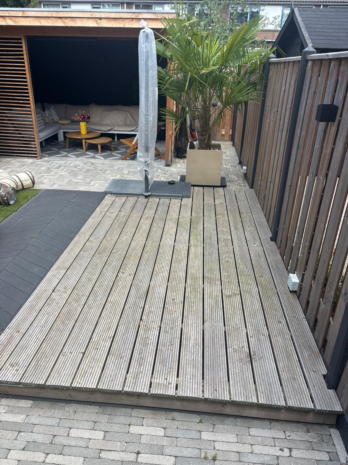 14 gebruikte vlonderplanken 380 cm, Tuin en Terras, Terrasdelen en Vlonders, Ophalen, Gebruikt, Hout