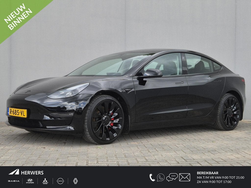Tesla Model 3 Performance AWD 75 kWh / CCS snelladen / Stuur, Auto's, Tesla, Automaat, Stof, Gebruikt, 547 km