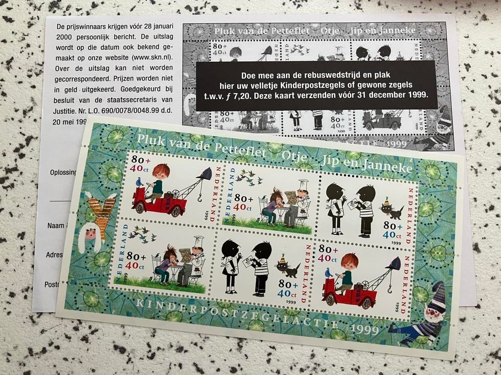 Ned kinderpostzegels 1999, Postzegels en Munten, Ophalen of Verzenden, Na 1940, Postfris