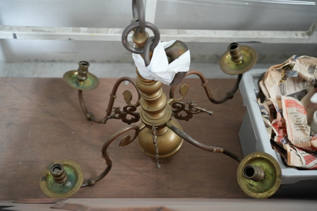 Klassieke kroonluchter - brons/messing - hanglamp, Ophalen, Gebruikt