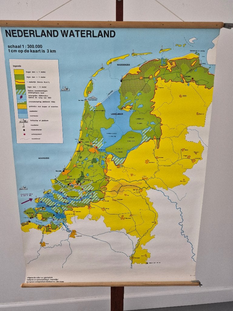 Mooie schoolkaart over Nederland Waterland, Ophalen of Verzenden, Aardrijkskunde