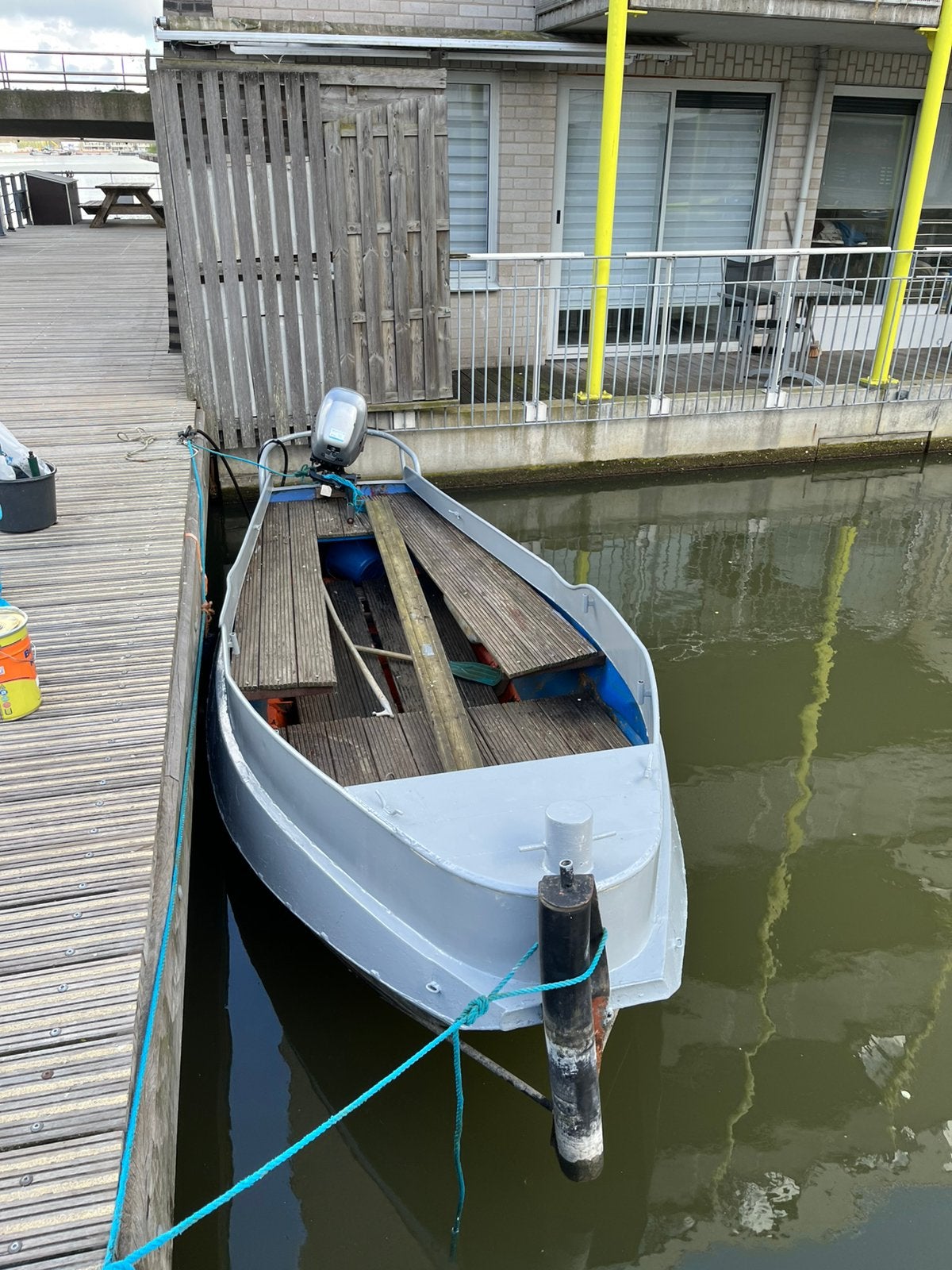 Stalen sloep grachtenboot incl motor, Watersport en Boten, Sloepen, Gebruikt, Staal, 10 pk, 5 m