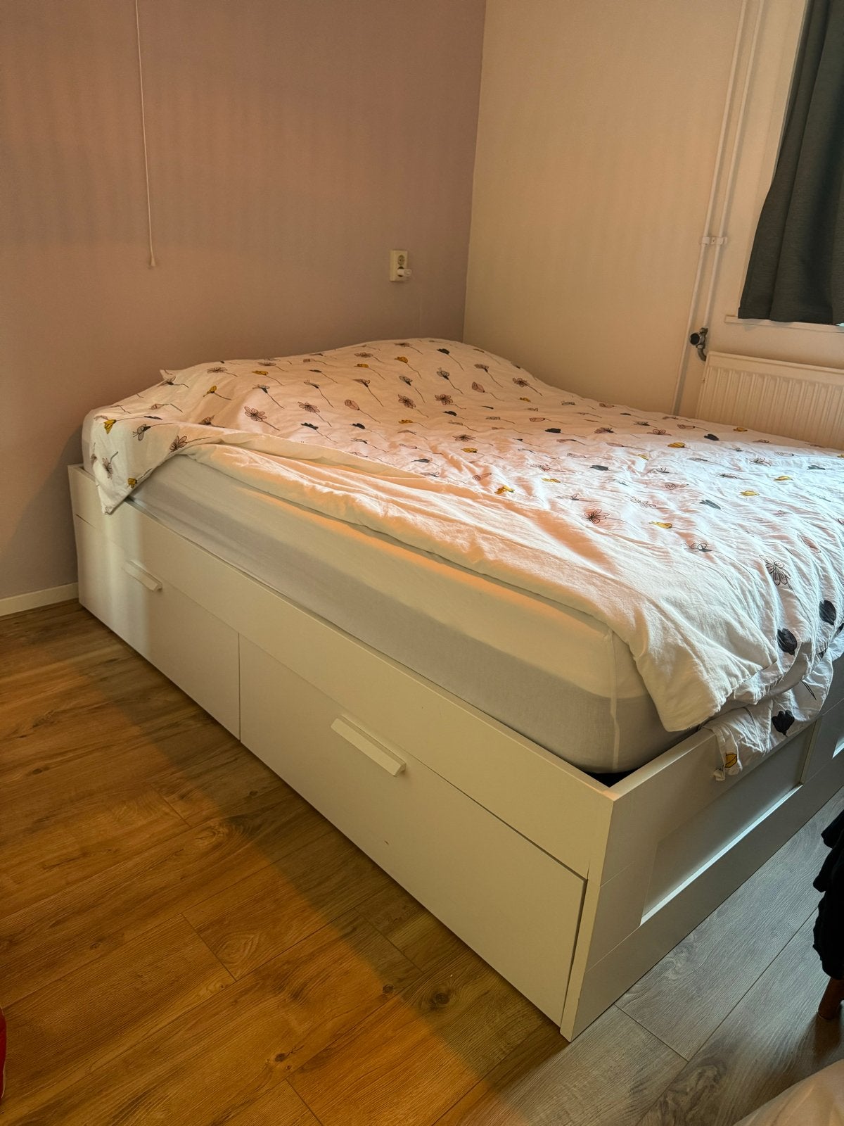 IKEA Brimnes bed 160x200 met opberglades, Ophalen, Gebruikt, Wit, Tweepersoons