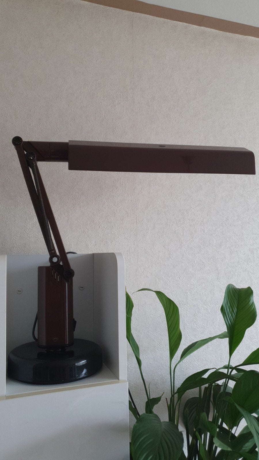 Retro Bruine Bureaulamp Jaren '70 - Italiaans Design, Antiek en Kunst, Ophalen