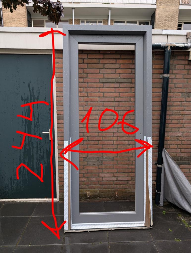 Nieuwe kunststof buitendeur met kozijn (217x106 cm), 100 tot 120 cm, Kunststof, 215 cm of meer, Nieuw
