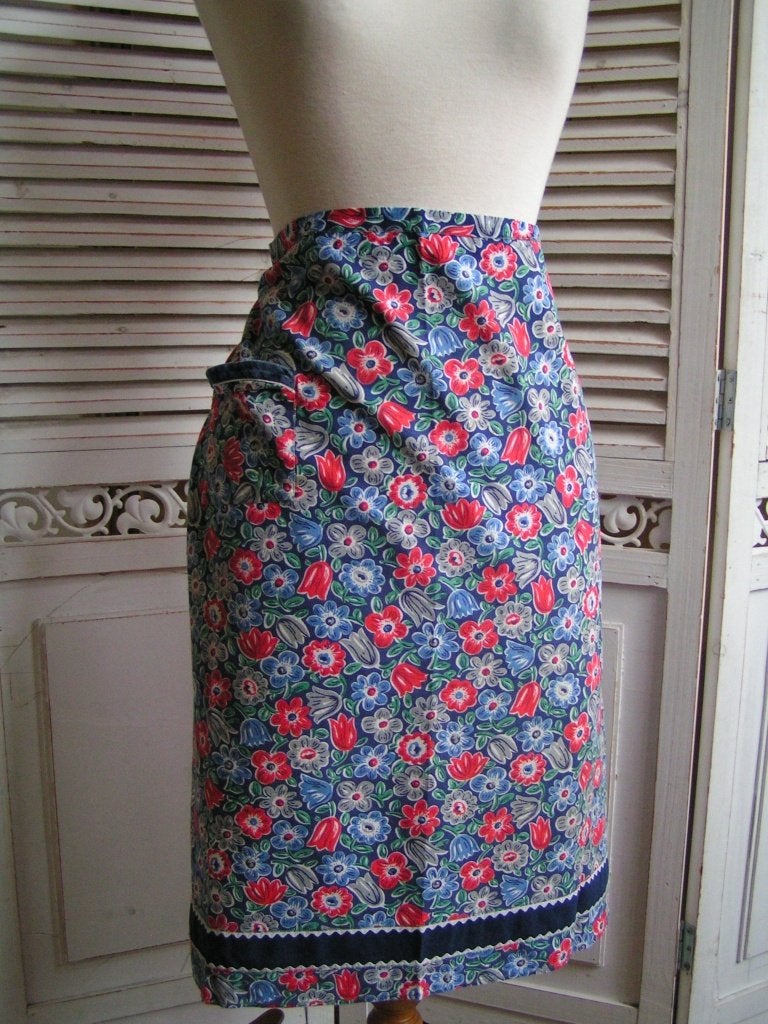 vintage katoenen schort nr YY 1002, Huis en Inrichting, Keuken | Textiel, Wasbaar, Zo goed als nieuw, Schort, Katoen