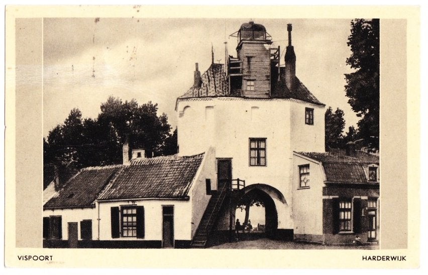 Harderwijk Vispoort Oude Gelopen Ansichtkaart ( B1944 ), Ophalen of Verzenden, Voor 1920, Gelopen, Gelderland