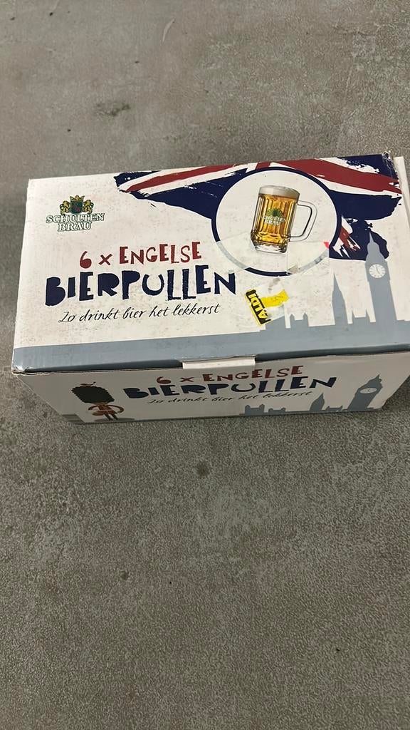 6x engelse bierpullen glazen, Ophalen of Verzenden, Zo goed als nieuw, Overige