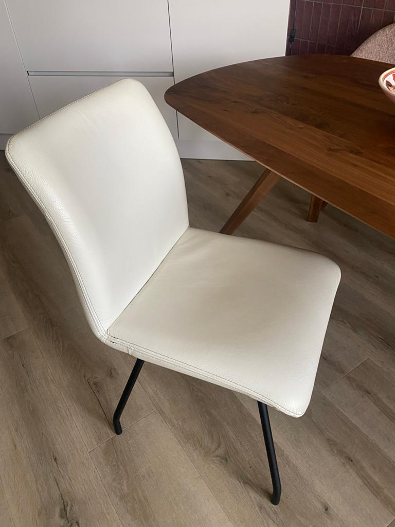 2 Comfortabele lederen eetkamerstoelen - Movani Eijerkamp, Ophalen, Gebruikt, Wit, Leer