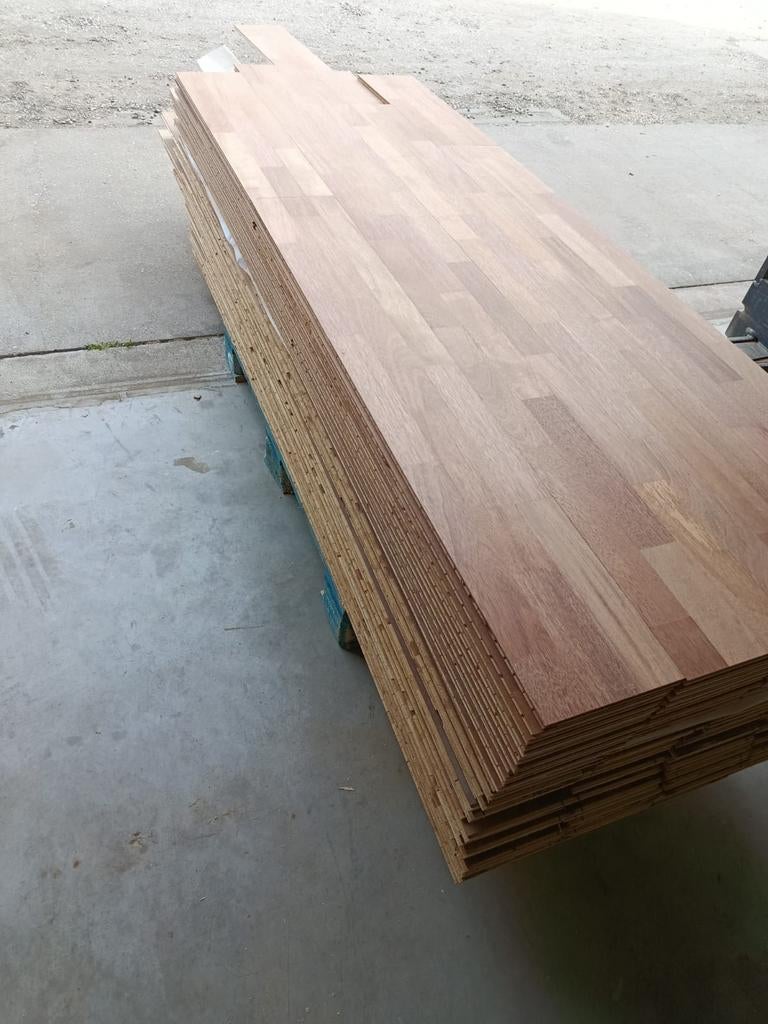21M2 Tropisch Hardhouten Duo-plank Jatoba #VERNIEUWD#, Gebruikt, 10 m² of meer, 10 tot 30 cm, Hout