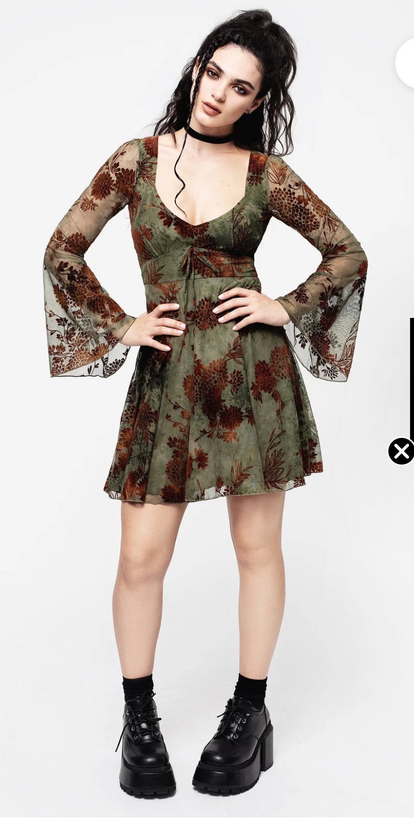 NWT Disturbia Jurk Maat 44 Groen Bruin Mini Rosaleigh, D, Verzenden, Maat 42/44 (L), Nieuw