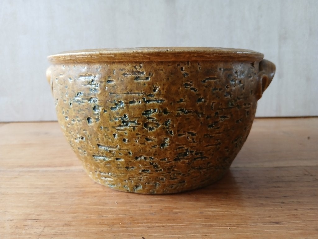 Vintage keramiek bloempot TRIO relief. Jaren 60., Rond, Binnen, Ophalen of Verzenden, Zo goed als nieuw