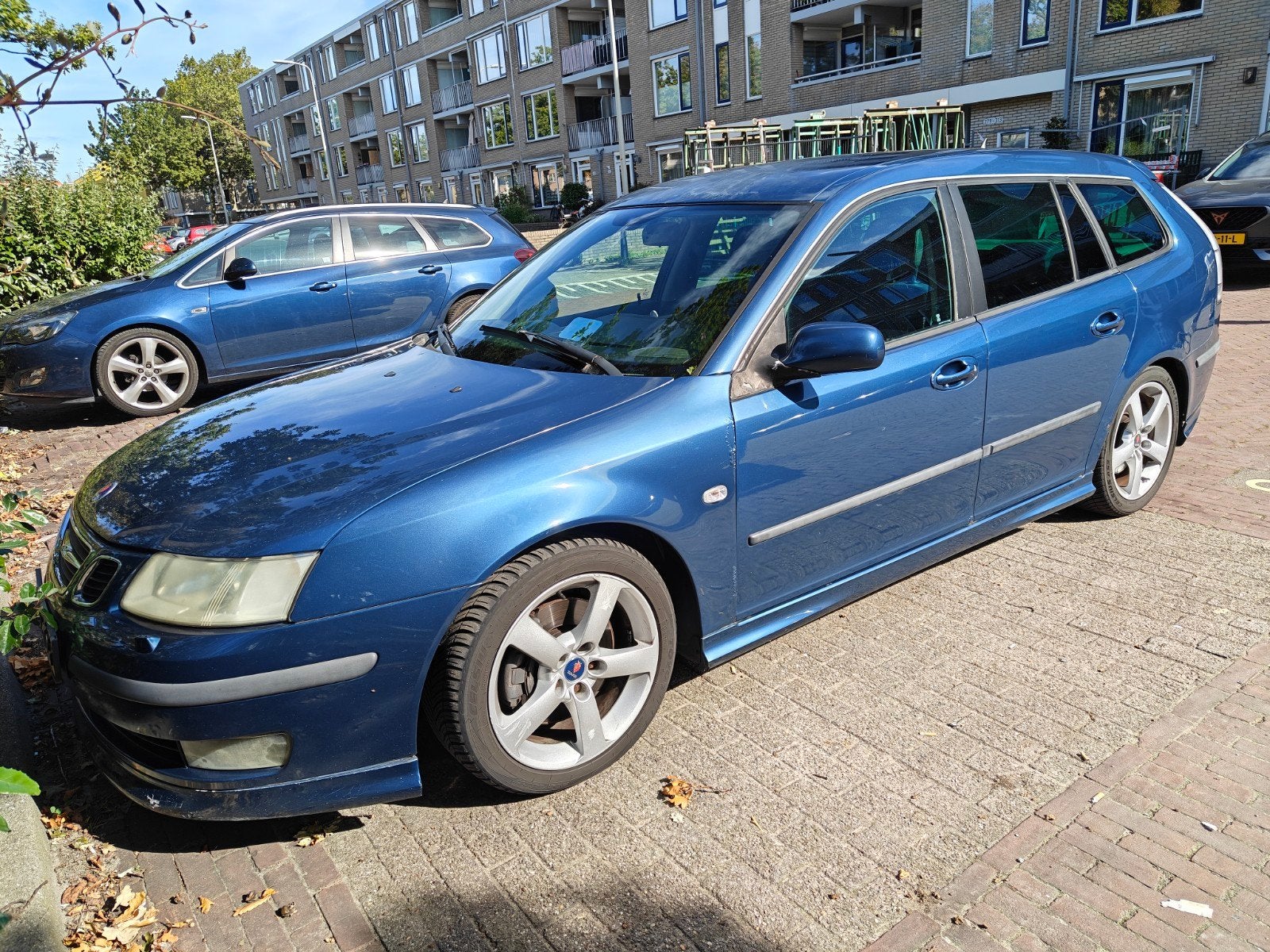 Saab 9-3 2.8 Turbo V6 Aero Estate, handbak, 300 pk, Voorwielaandrijving, Verwarmde buitenspiegels, Blauw, Stationwagon