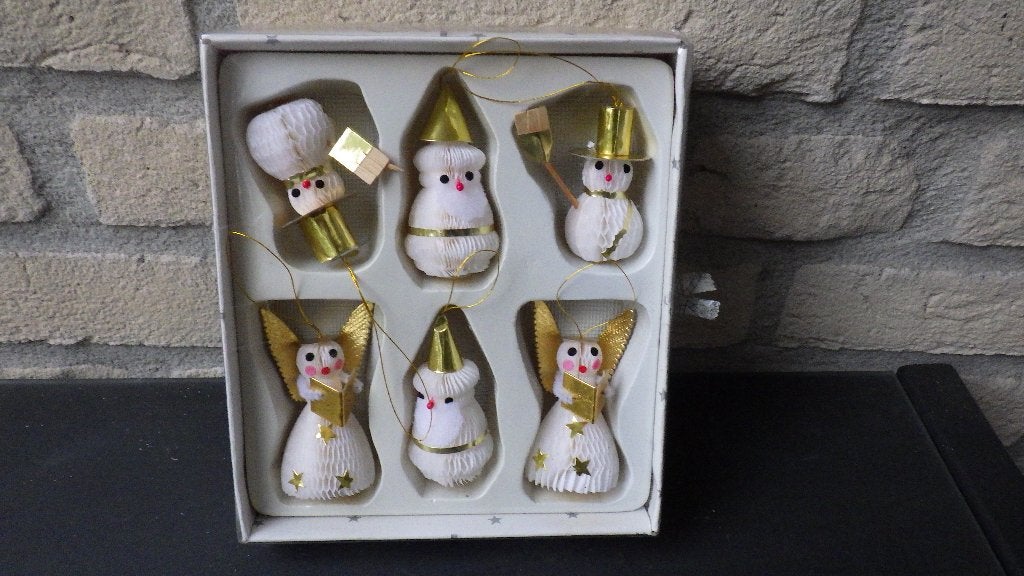 6 vintage papieren kersthangers, Diversen, Kerst, Ophalen of Verzenden