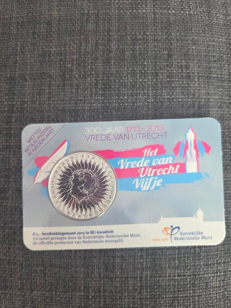 Vrede van Utrecht Vijfje 2013, Postzegels en Munten, Munten | Nederland, Losse munt, Euro's, Ophalen of Verzenden