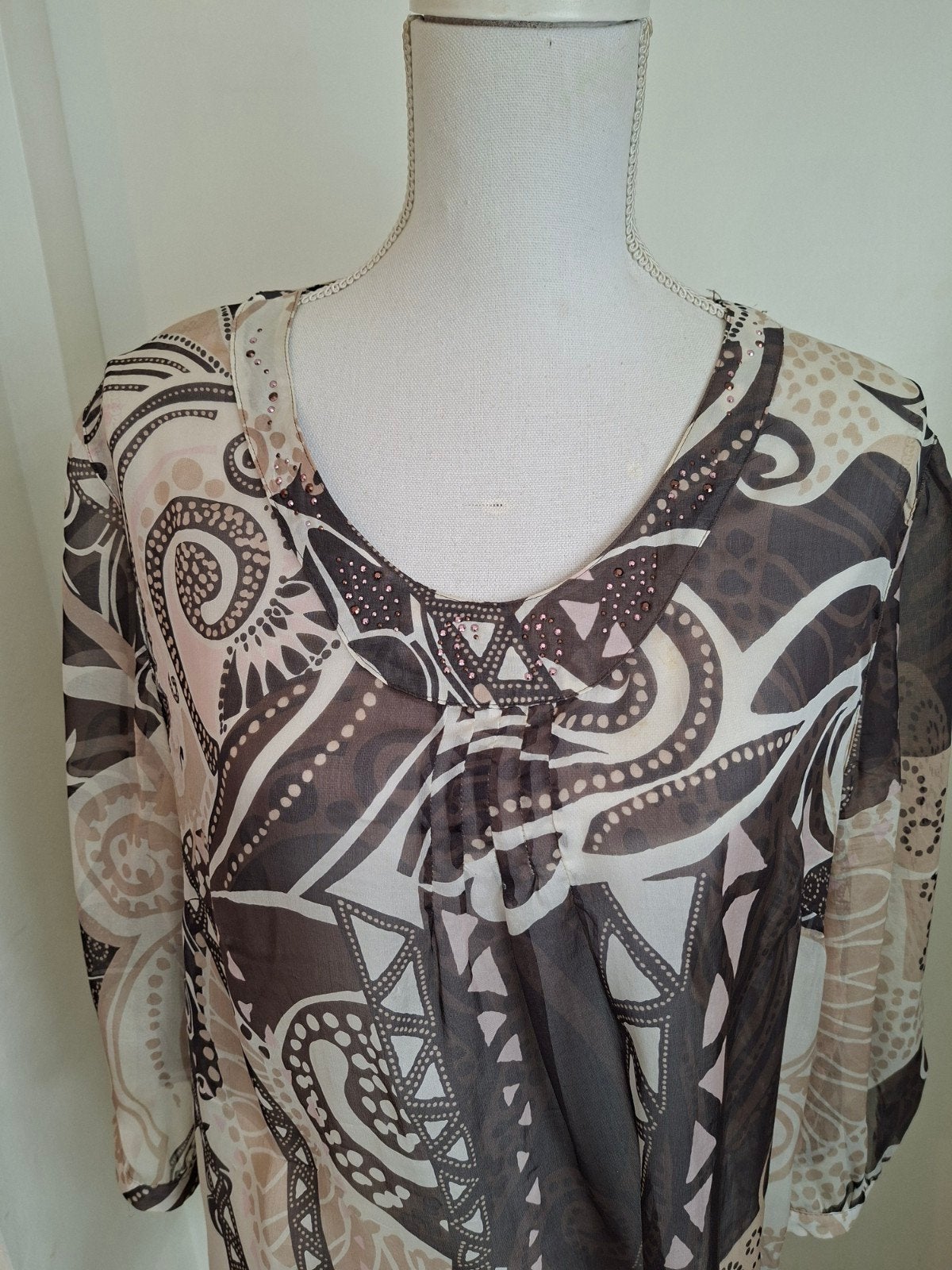 Gerry Weber voile blouse mt 44, Bruin, Verzenden, Maat 42/44 (L), Zo goed als nieuw