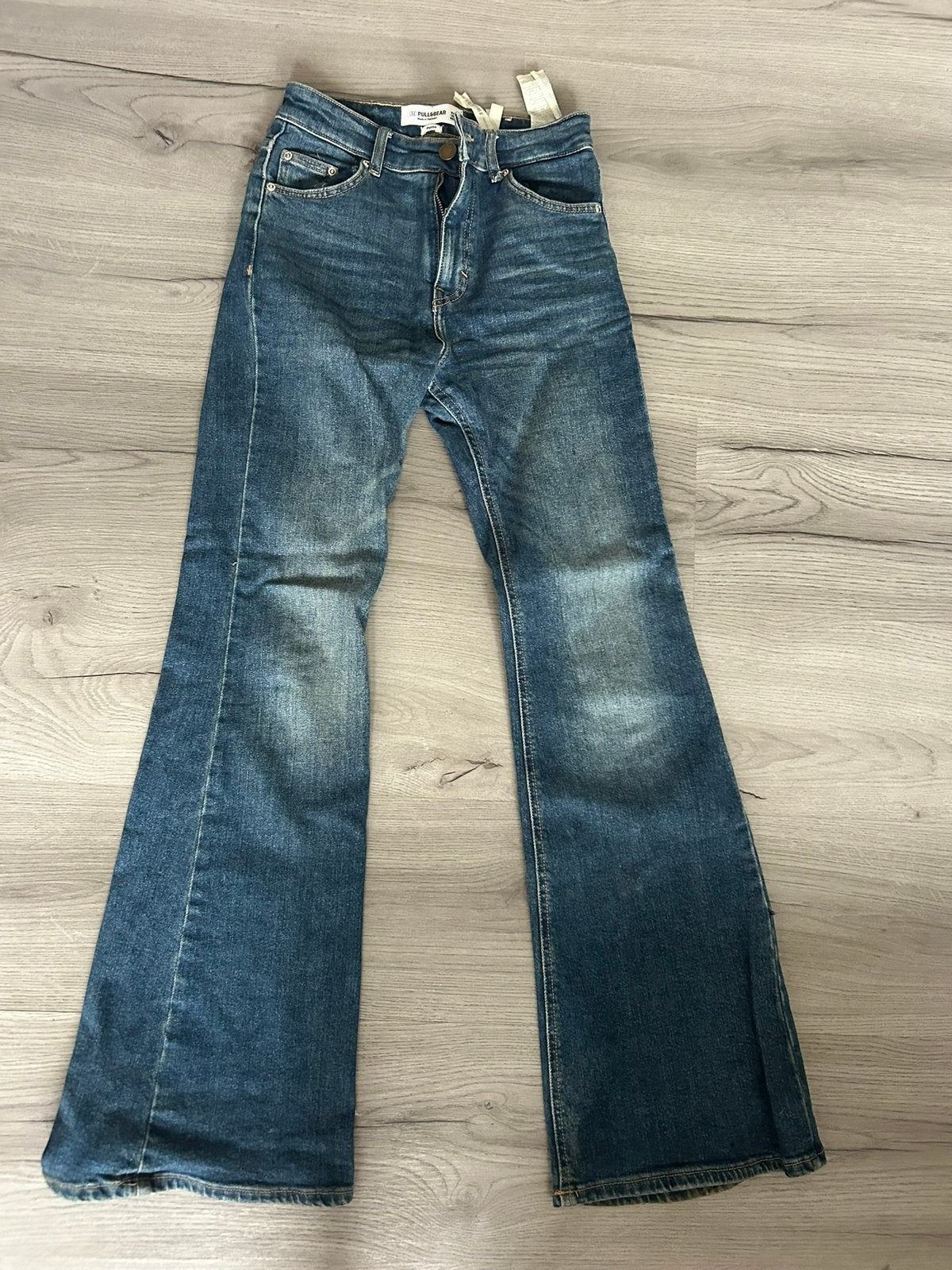 Flared Jeans Maat 34 donkerblauw, Ophalen of Verzenden, Zo goed als nieuw, Blauw, W27 (confectie 34) of kleiner