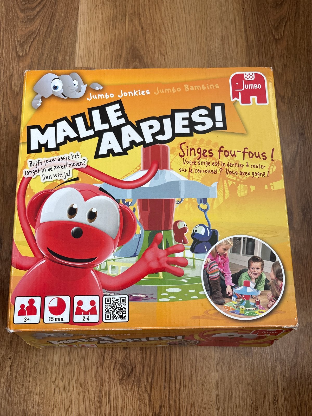 Jumbo Malle Aapjes! Zweefmolen Spel voor Kinderen, Hobby en Vrije tijd, Drie of vier spelers, Ophalen of Verzenden, Gebruikt