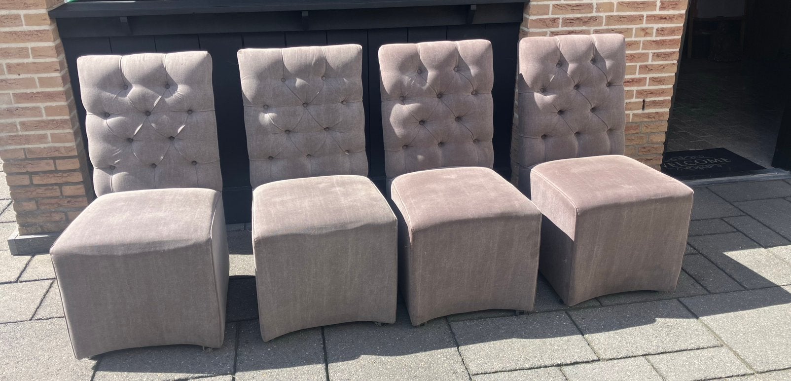 4 mooie grijze stoelen klaar voor ronde 2., Huis en Inrichting, Ophalen, Minder dan 50 cm, Gebruikt, 100 tot 125 cm