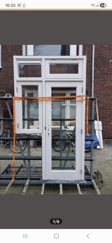 Houten kozijnen met glas, links en rechtsdraaiend, Ophalen, Gebruikt, Raamkozijn, 150 tot 225 cm