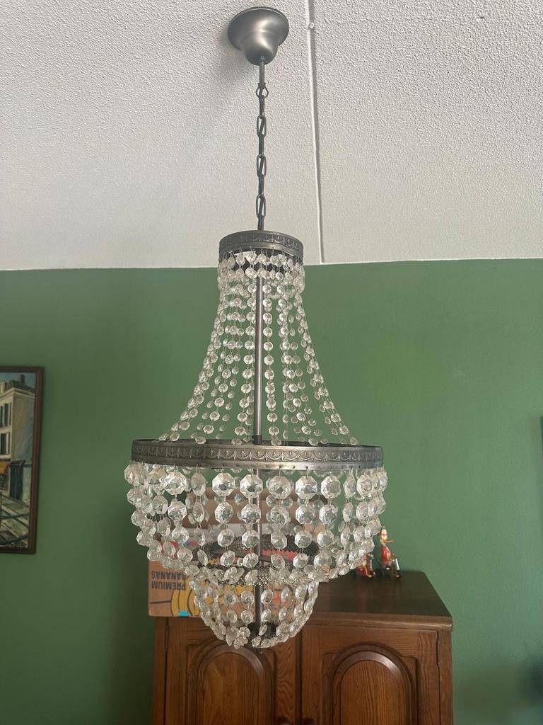 Kroonluchter 40 cm rond, Ophalen, Gebruikt, Glas